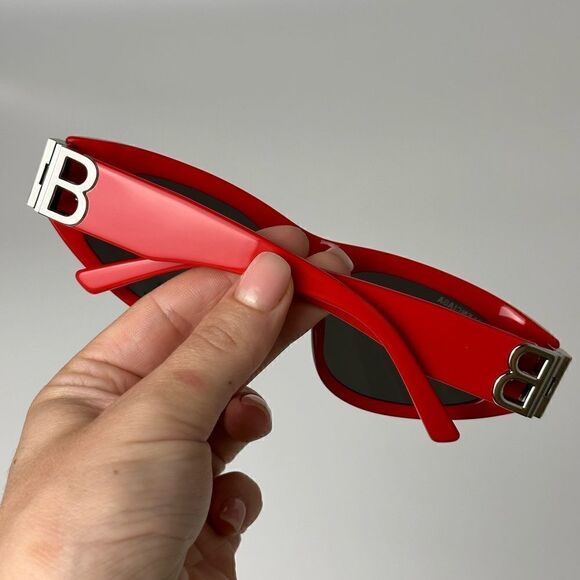 BRAND NEW BALENCIAGA BB0095S 016 Red Silver Grey Women Sunglasses
